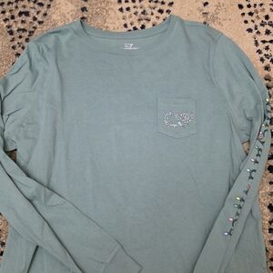 Vineyard Vines Seafoam Green Tee with Whale Logo Christmas GOLF